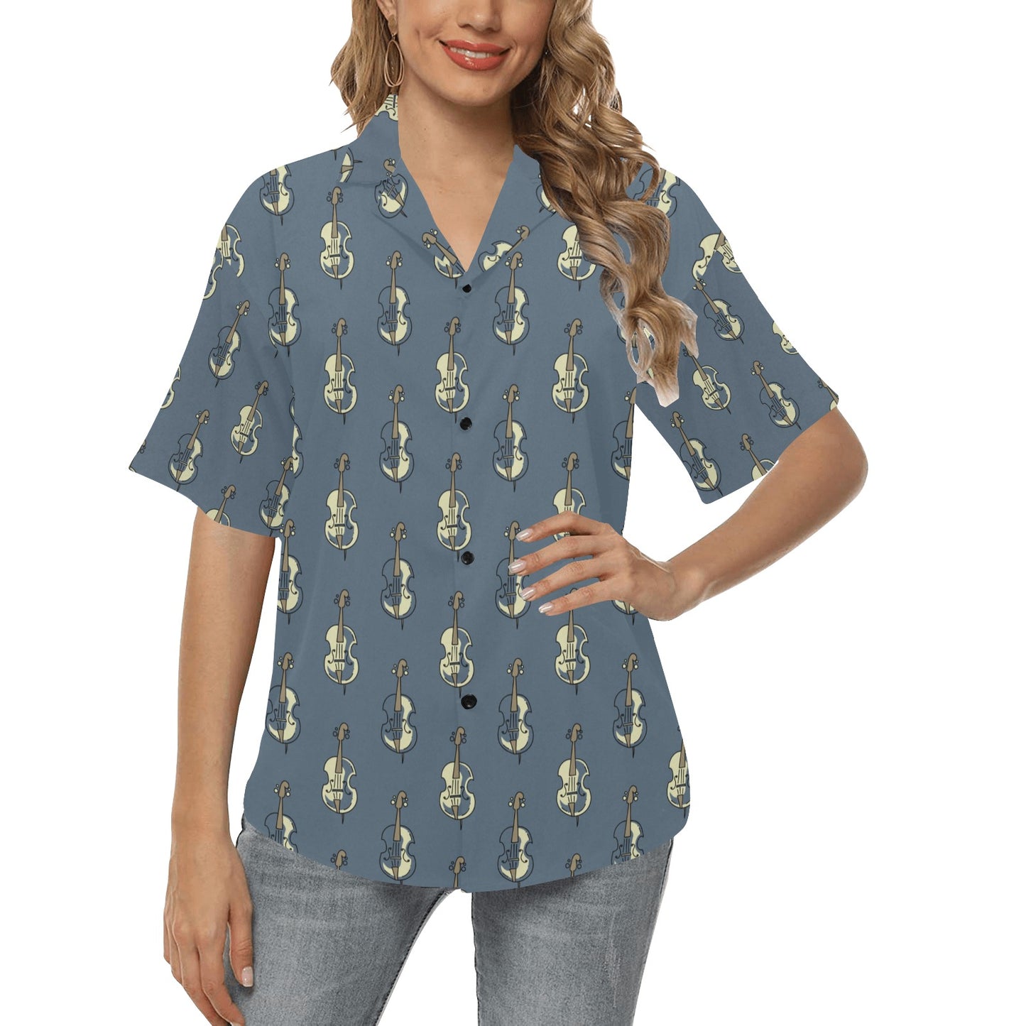 Violin Print Design LKS403 Women's Hawaiian Shirt