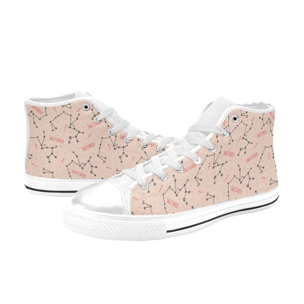 Sagittarius Star Print Design LKS302 High Top Women's White Shoes