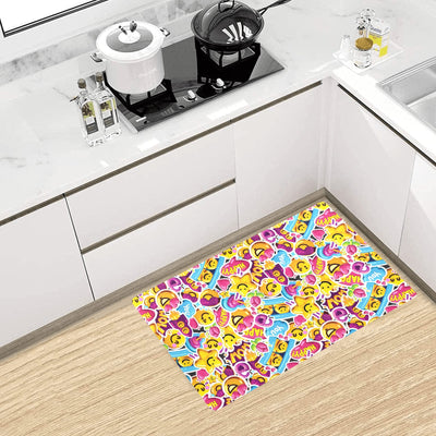 Emoji Sticker Print Pattern Kitchen Mat