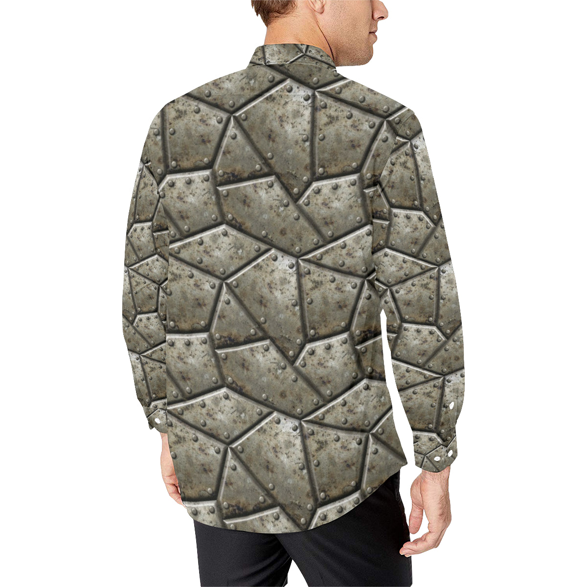 Armor Pattern Print Design 01 Men's Long Sleeve Shirt