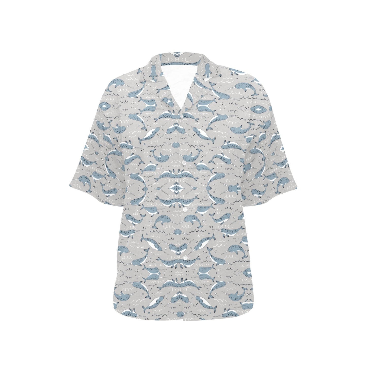 Narwhal Pattern Print Women's Hawaiian Shirt