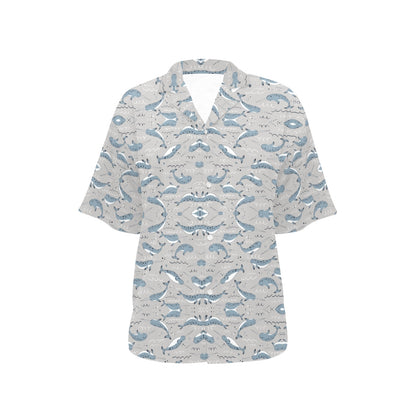Narwhal Pattern Print Women's Hawaiian Shirt