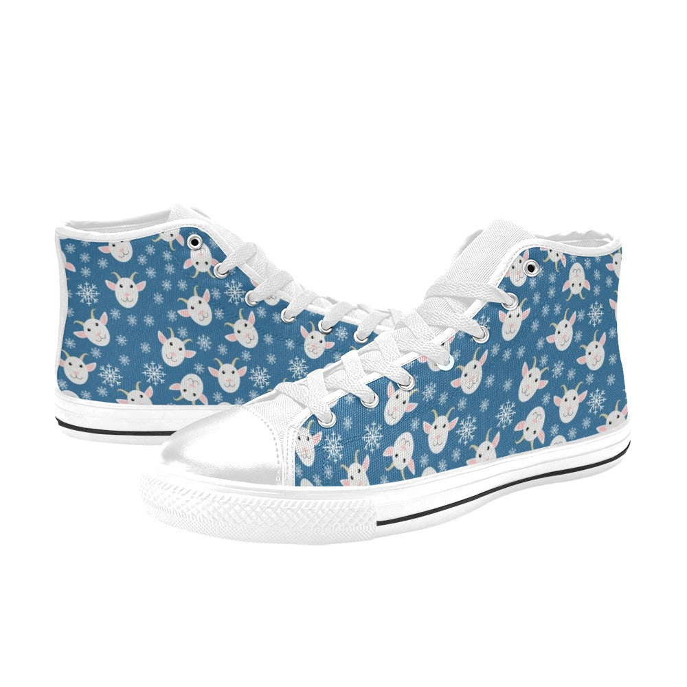 Goat Print Design LKS402 High Top Women's White Shoes