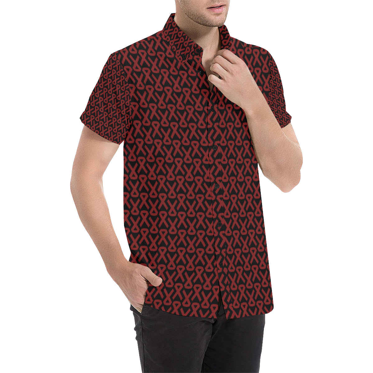 Multiple myeloma Pattern Print Design A01 Men's Short Sleeve Button Up Shirt