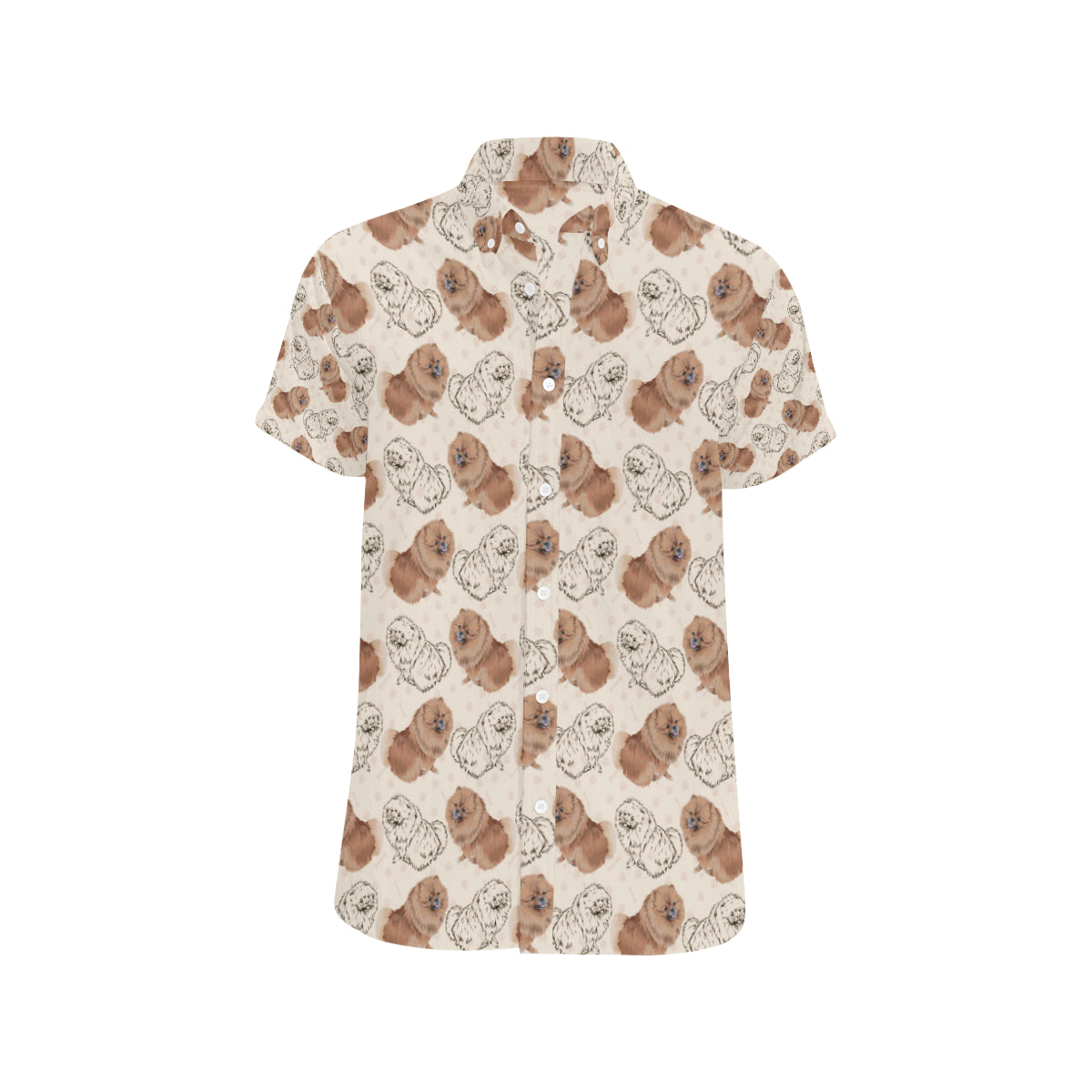 Pomeranians Pattern Print Design A01 Men's Short Sleeve Button Up Shirt