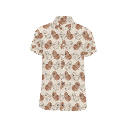 Pomeranians Pattern Print Design A01 Men's Short Sleeve Button Up Shirt