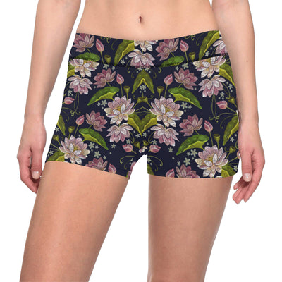 lotus Embroidered Pattern Print Design LO06 Yoga Shorts