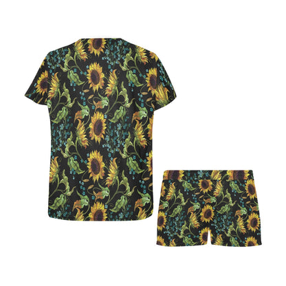 Sunflower Print Design LKS308 Women's Short Pajama Set