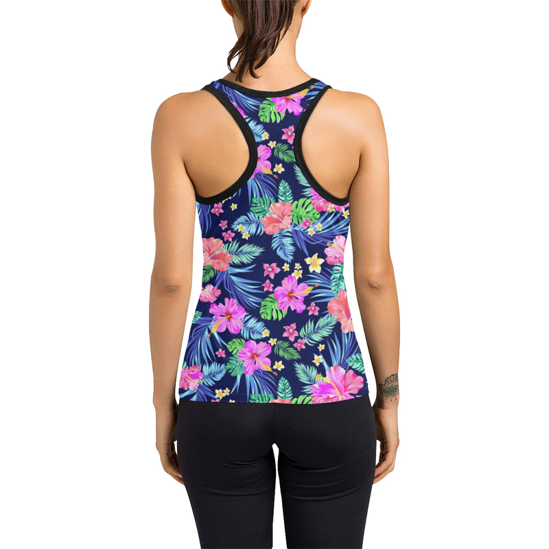 Neon Hibiscus Pattern Print Design HB016 Women's Racerback Tank Top