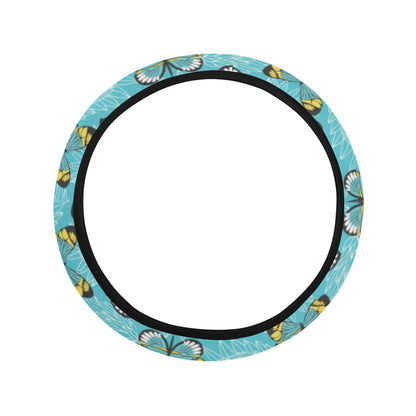 Butterfly Pattern Print Design 010 Steering Wheel Cover with Elastic Edge