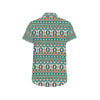 Indian Navajo Ethnic Themed Design Print Men's Short Sleeve Button Up Shirt