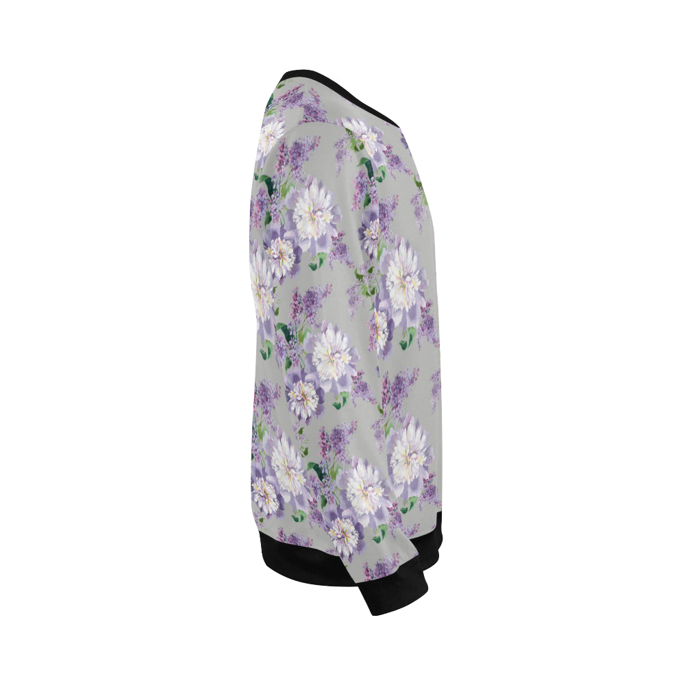 Lilac Pattern Print Design LI07 Men Long Sleeve Sweatshirt