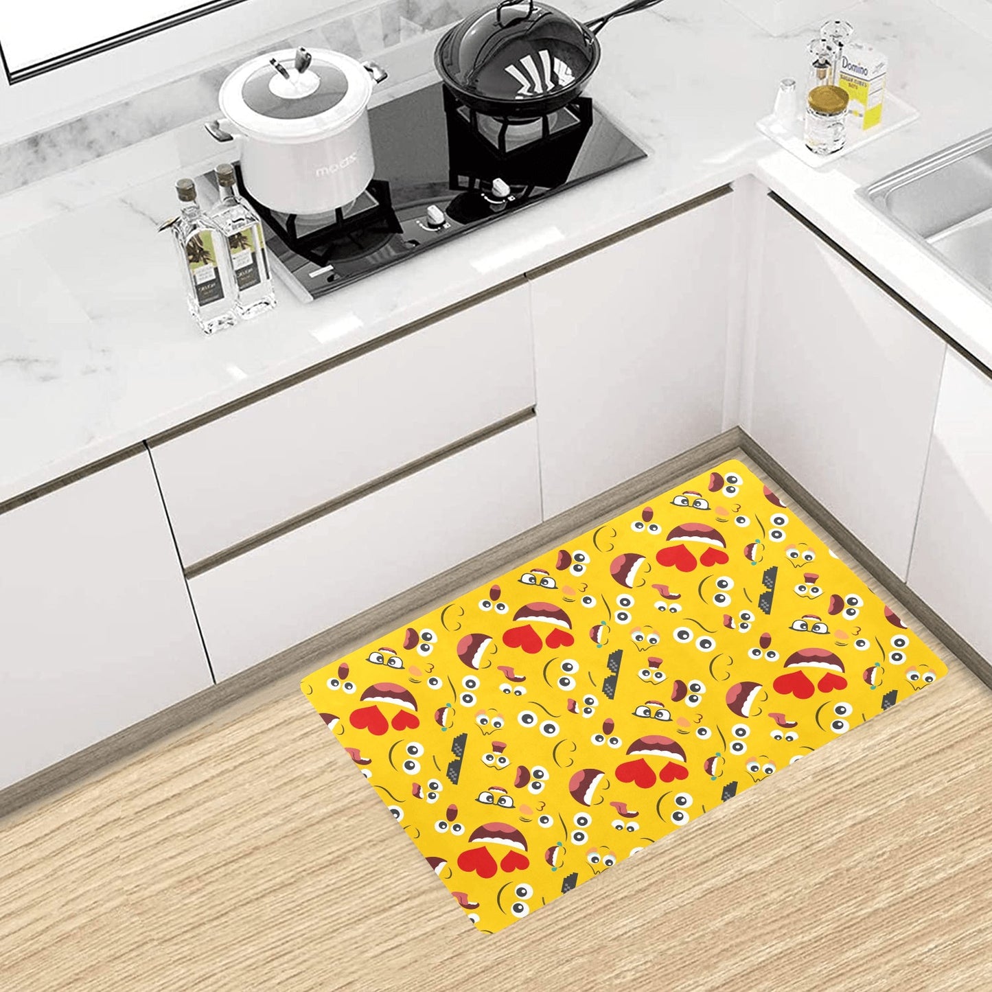 Emoji Face Print Pattern Kitchen Mat