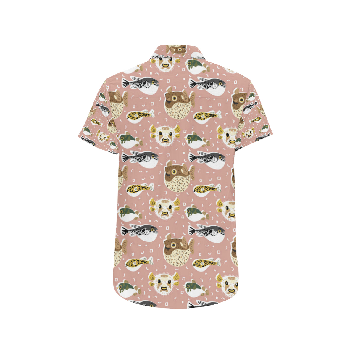 Fugu Cute Pattern Print Design 01 Men's Short Sleeve Button Up Shirt