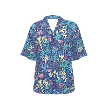 Seaweed Print Design LKS301 Women's Hawaiian Shirt