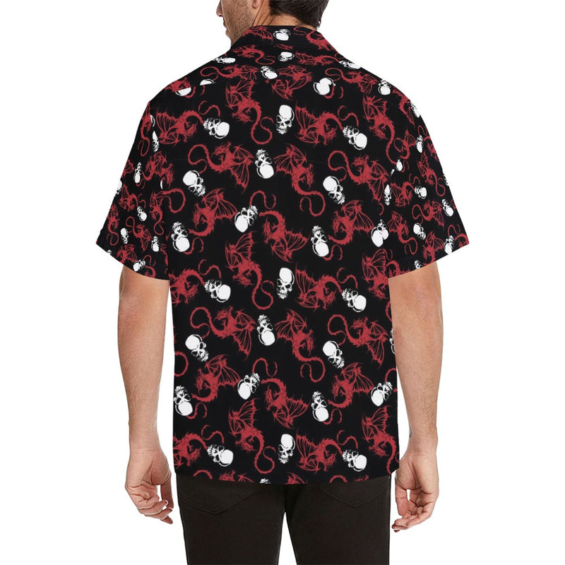 Skull With Red Dragon Print Design LKS304 Men's Hawaiian Shirt