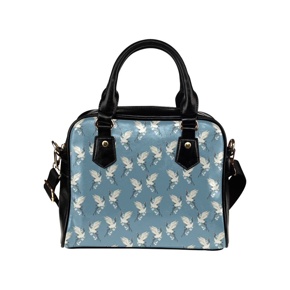 Crane Pattern Print Design 05 Shoulder Handbag