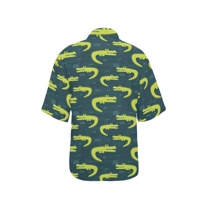 Alligator Pattern Print Design 03 Women's Hawaiian Shirt