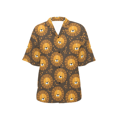 Lion Cartoon Pattern Print Design 01 Women's Hawaiian Shirt