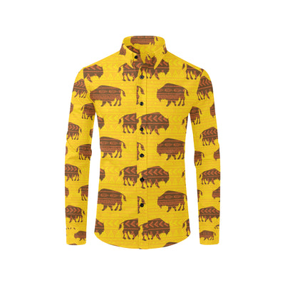 Bison Native Pattern Print Design 01 Men's Long Sleeve Shirt