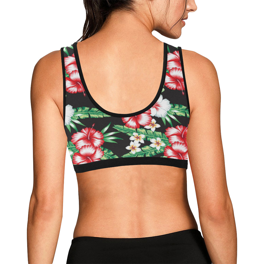 Hawaiian flower tropical leaves Sports Bra