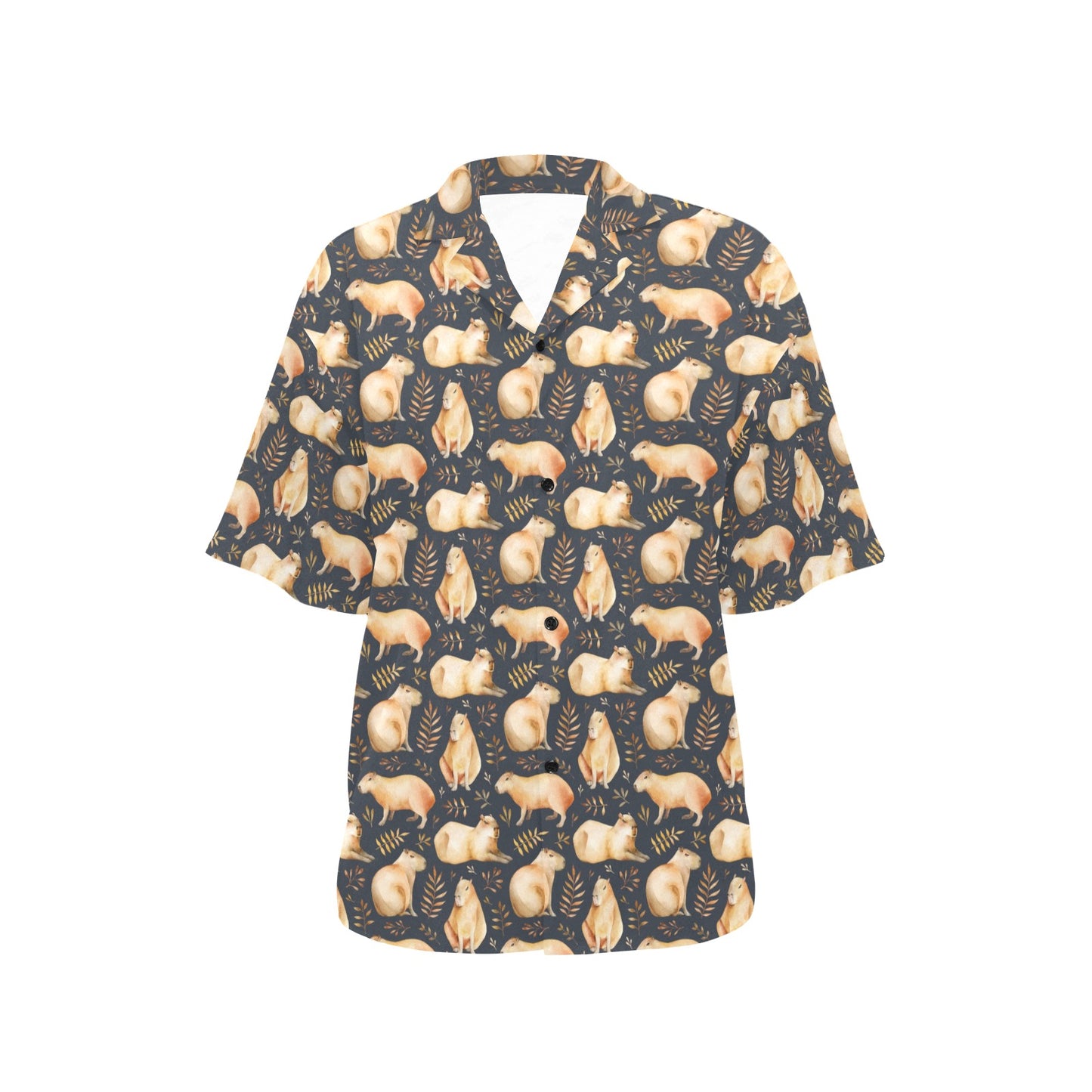 Capybara Pattern Print Design 02 Women's Hawaiian Shirt