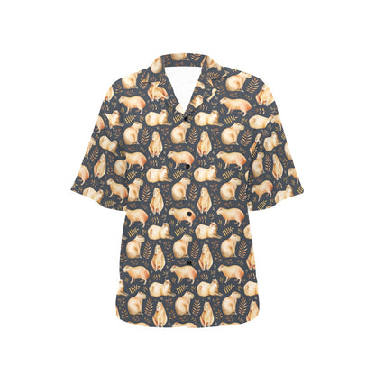 Capybara Pattern Print Design 02 Women's Hawaiian Shirt