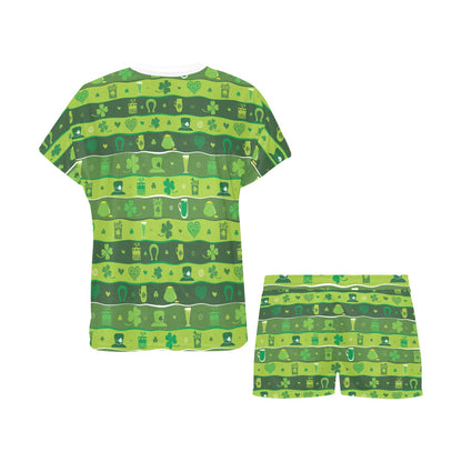 Shamrock Print Design LKS303 Women's Short Pajama Set