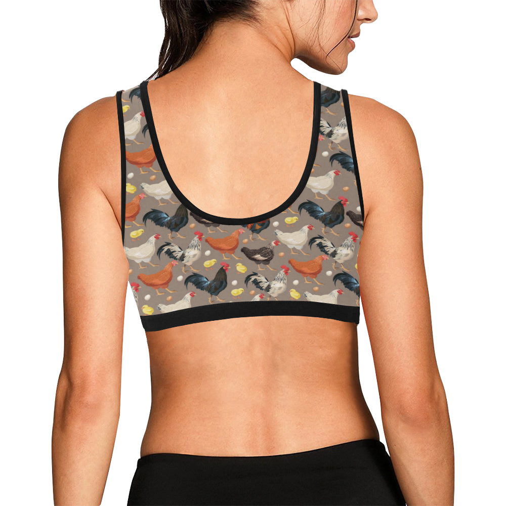 Chicken Evolution Pattern Sports Bra