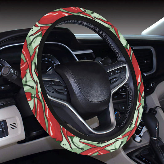 Chilli Pepper Pattern Print Design 04 Steering Wheel Cover with Elastic Edge