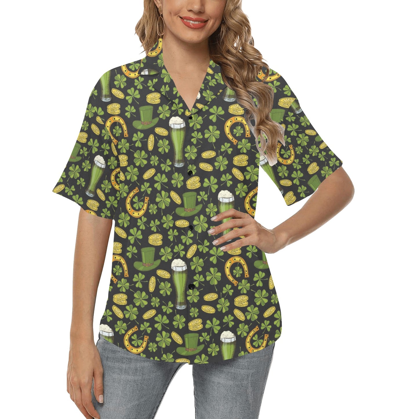 St Patricks Day Print Design LKS307 Women's Hawaiian Shirt