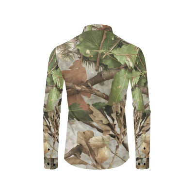 Camo Realistic Tree Forest Print Men's Long Sleeve Shirt