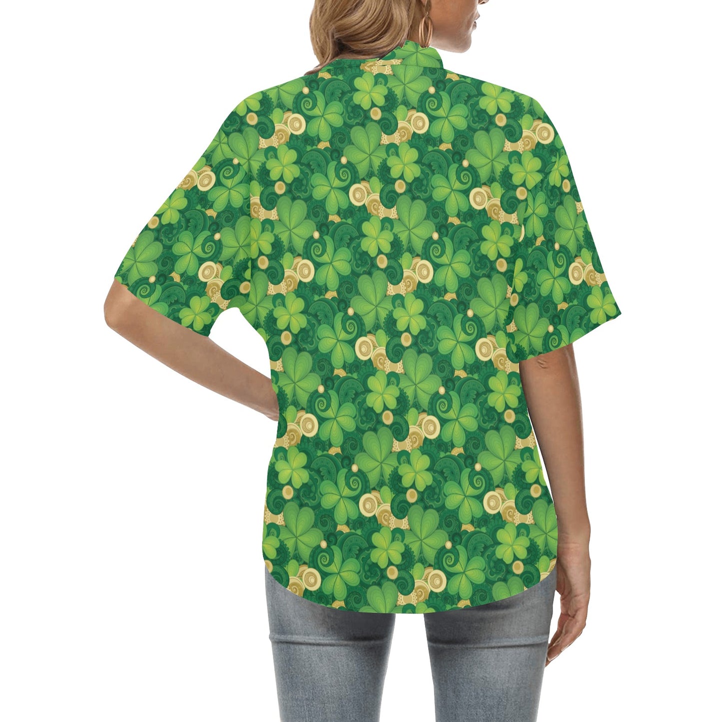Shamrock Print Design LKS301 Women's Hawaiian Shirt