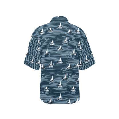 Sailboat Print Design LKS303 Women's Hawaiian Shirt
