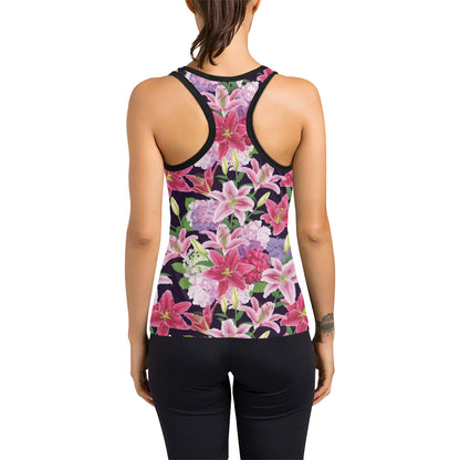 Lily Pattern Print Design LY017 Women's Racerback Tank Top
