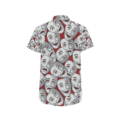 Acting Mask Pattern Print Design 01 Men's Short Sleeve Button Up Shirt