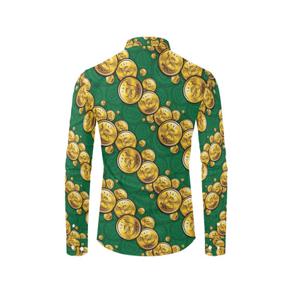 Bitcoin Pattern Print Design DO02 Men's Long Sleeve Shirt
