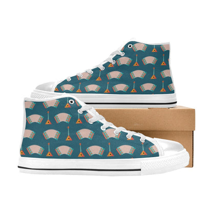 Accordion Print Design LKS402 High Top Women's White Shoes