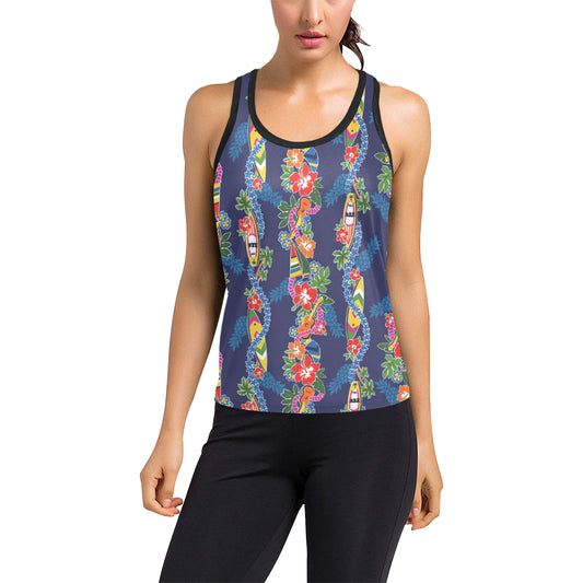 Hawaiian Themed Pattern Print Design H04 Women's Racerback Tank Top