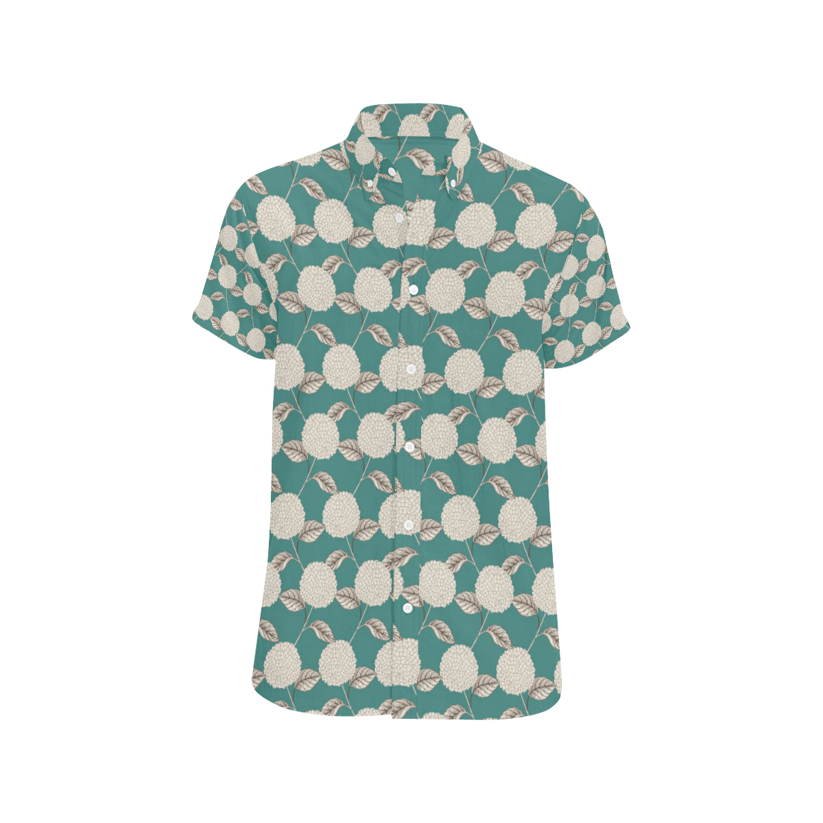 Hydrangea Pattern Print Design HD03 Men's Short Sleeve Button Up Shirt