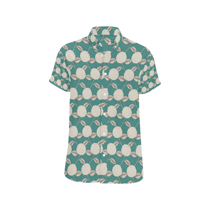Hydrangea Pattern Print Design HD03 Men's Short Sleeve Button Up Shirt