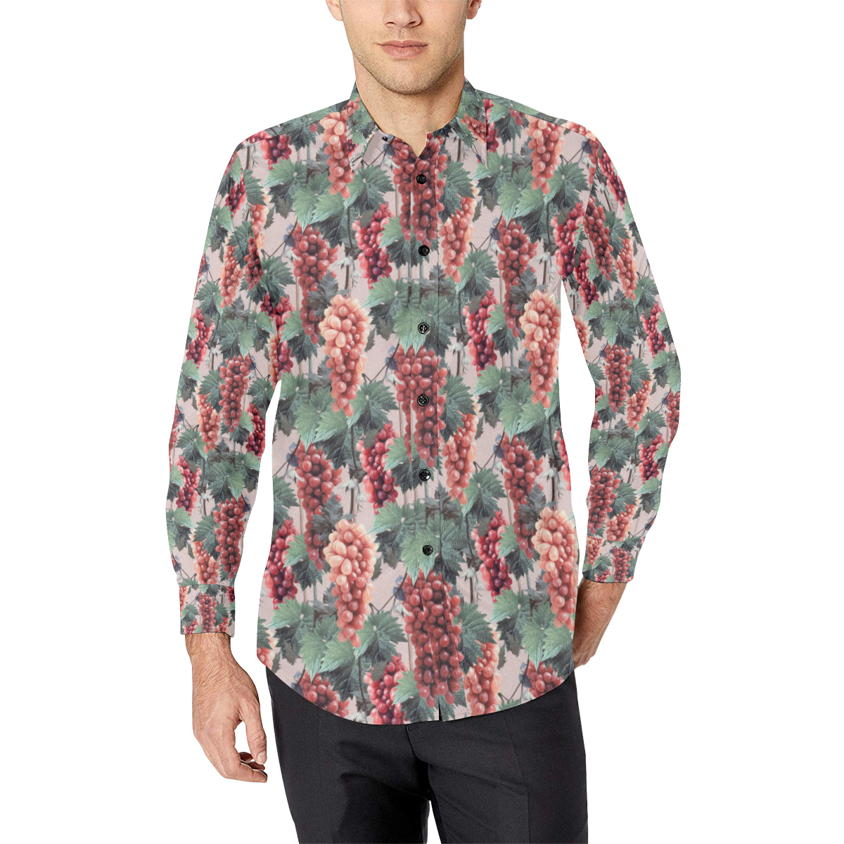 Grape Pattern Print Design GP01 Men's Long Sleeve Shirt