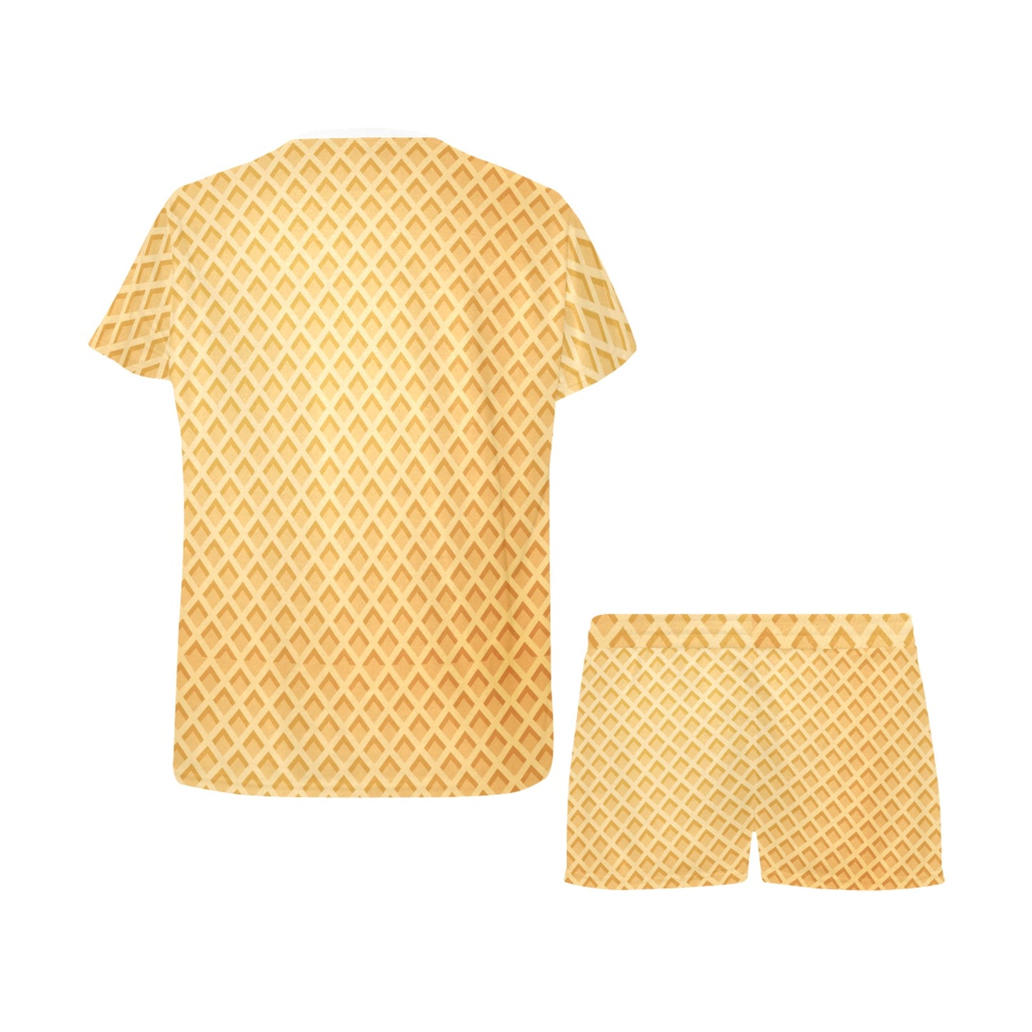 Waffle Texture Print Design LKS302 Women's Short Pajama Set
