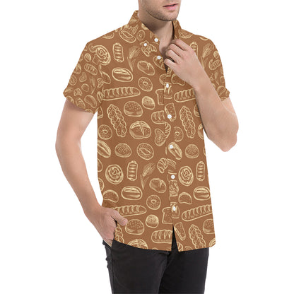 Bread Pattern Print Design 03 Men's Short Sleeve Button Up Shirt