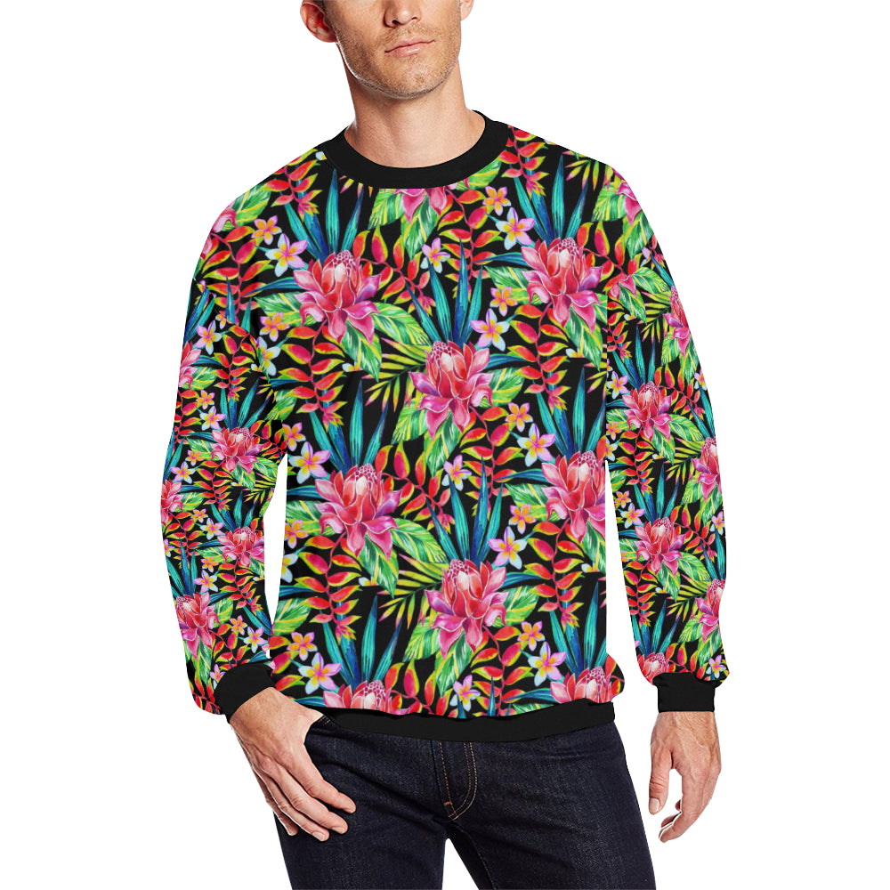 Heliconia Pattern Print Design HL02 Men Long Sleeve Sweatshirt