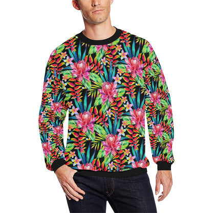 Heliconia Pattern Print Design HL02 Men Long Sleeve Sweatshirt