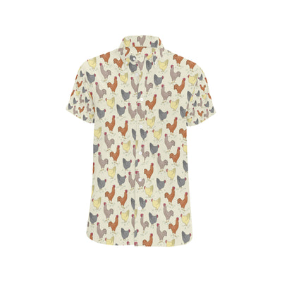 Chicken Pattern Print Design 05 Men's Short Sleeve Button Up Shirt