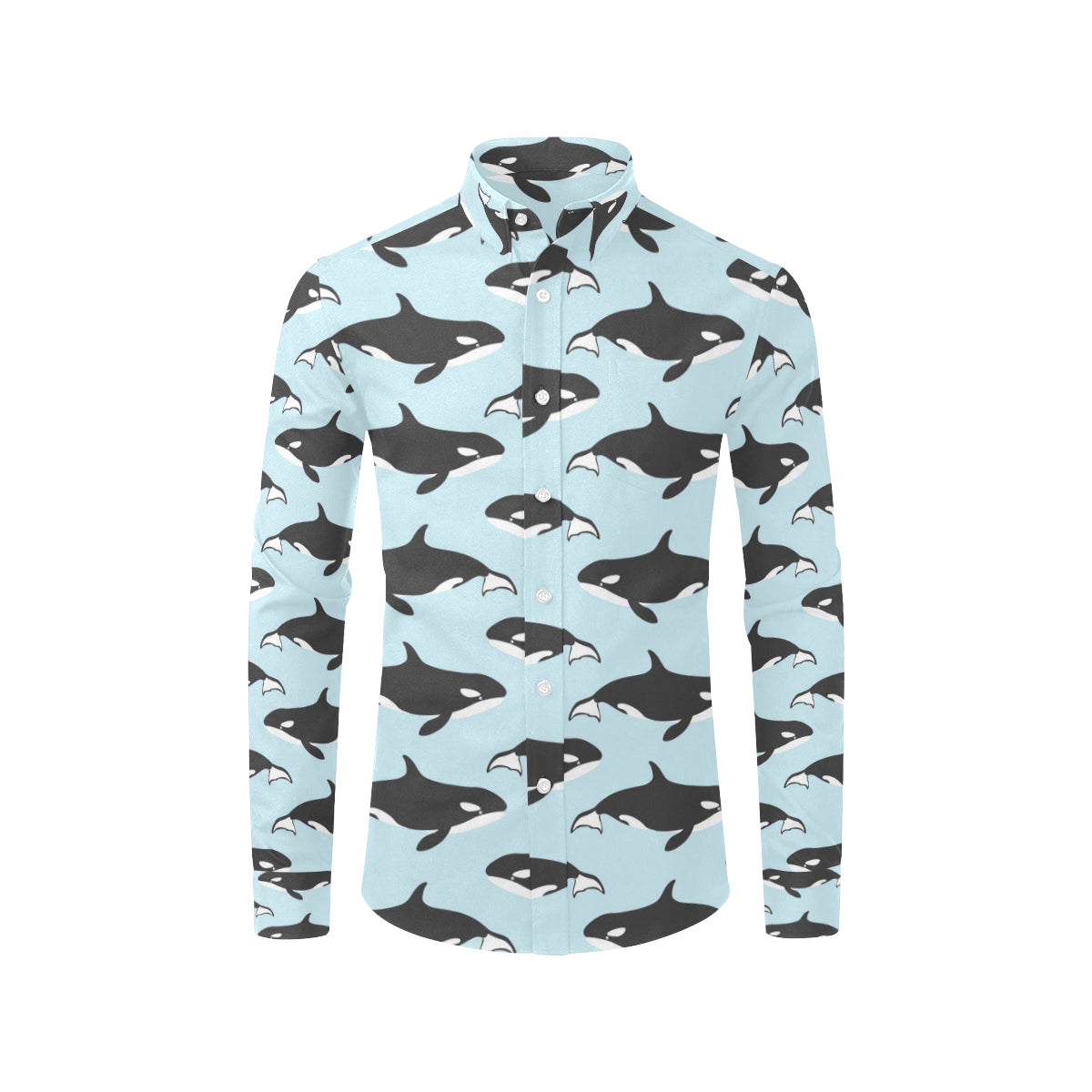 Killer Whale Pattern Print Design 01 Men's Long Sleeve Shirt