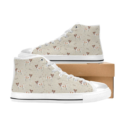 Russell Terriers With Bone Print Design LKS302 High Top Women's White Shoes