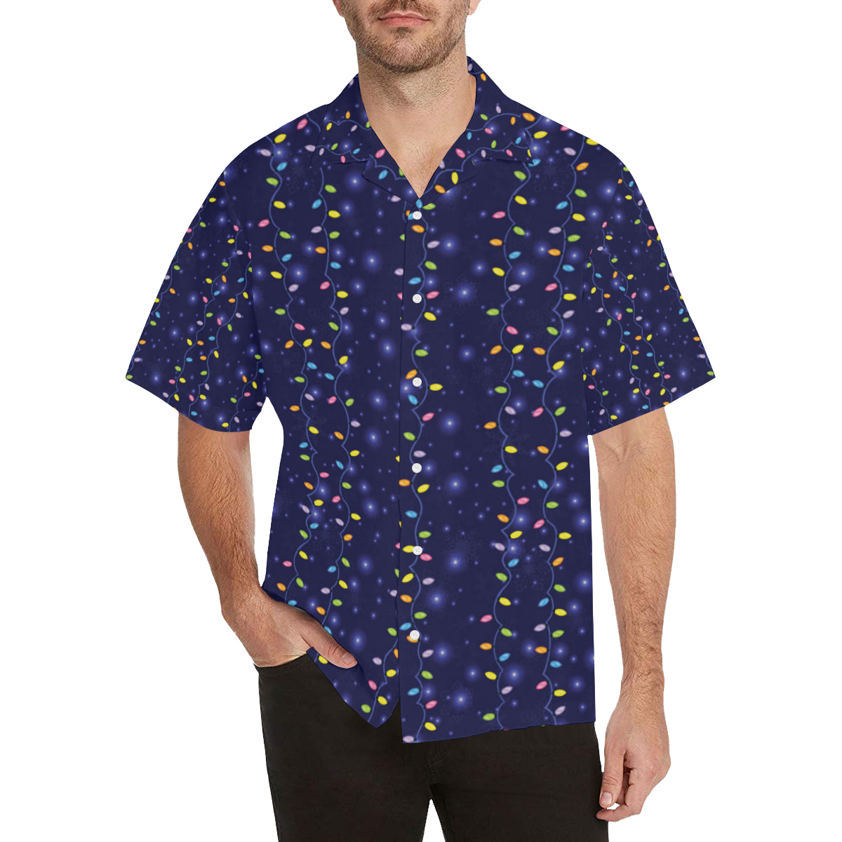 Christmas Light Pattern Print Design 03 Men's Hawaiian Shirt